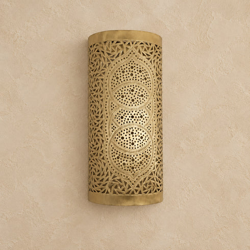 Handcrafted Moroccan Brass Wall Sconce – Pierced Metal Wall Light