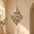 Handcrafted Moroccan Brass & Glass Pendant Light – Geometric Lantern with Transparent Glass, 3 Sizes