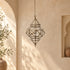 Handcrafted Moroccan Brass & Glass Pendant Light – Geometric Lantern with Transparent Glass, 3 Sizes