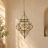 Handcrafted Moroccan Brass & Glass Pendant Light – Geometric Lantern with Transparent Glass, 3 Sizes