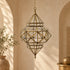 Handcrafted Moroccan Brass & Glass Pendant Light – Geometric Lantern with Transparent Glass, 3 Sizes