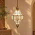 Handcrafted Moroccan Brass & Smoked Glass Pendant Light – Geometric Hanging Lantern, Artisan Ceiling Lamp