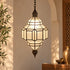 Handcrafted Moroccan Brass & Smoked Glass Pendant Light – Geometric Hanging Lantern, Artisan Ceiling Lamp