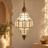 Handcrafted Moroccan Brass & Smoked Glass Pendant Light – Geometric Hanging Lantern, Artisan Ceiling Lamp