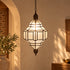 Handcrafted Moroccan Brass & Smoked Glass Pendant Light – Geometric Hanging Lantern, Artisan Ceiling Lamp