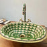 Handcrafted Moroccan Green Mosaic Vessel Sink with Brass Faucet