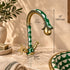 Handcrafted Moroccan Green Mosaic Vessel Sink with Brass Faucet