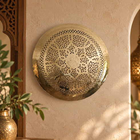 Handcrafted Moroccan Round Brass Wall Light – Decorative Pierced Wall Sconce