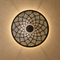 Handcrafted Moroccan Round Brass Wall Light – Pierced Metal Sconce with Warm Decorative Shadow Pattern