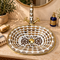 Handcrafted Moroccan Wall-Mounted Brass Basin Stand with Blue Ceramic Faucet