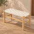 Handcrafted Moroccan Wooden Bench with Black Woven Cord Seat – Rustic Boho Entryway Accent Bench