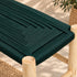 Handcrafted Moroccan Wooden Bench with Black Woven Cord Seat – Rustic Boho Entryway Accent Bench