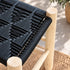 Handcrafted Moroccan Wooden Bench with Black Woven Cord Seat – Rustic Boho Entryway Accent Bench