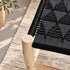 Handcrafted Moroccan Wooden Bench with Black Woven Cord Seat – Rustic Boho Entryway Accent Bench