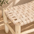 Handcrafted Moroccan Wooden Bench with Cognac Brown Woven Leather Seat – Rustic Boho Entryway Seating