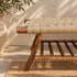 Handcrafted Moroccan Wooden Bench with Natural Woven Fiber Seat and Lower Storage Rack