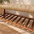 Handcrafted Moroccan Wooden Bench with Natural Woven Fiber Seat and Lower Storage Rack