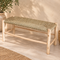 Handcrafted Moroccan Wooden Bench with Natural Woven Reed Seat – Rustic Boho Accent Seating