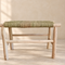 Handcrafted Moroccan Wooden Bench with Natural Woven Seagrass Seat – Rustic Boho Accent Seating