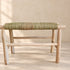Handcrafted Moroccan Wooden Bench with Natural Woven Seagrass Seat – Rustic Boho Accent Seating