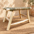 Handcrafted Moroccan Wooden Bench with Natural Woven Seagrass Seat – Rustic Boho Entryway Accent Bench