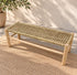 Handcrafted Moroccan Wooden Bench with Natural Woven Seagrass Seat – Rustic Boho Entryway Accent Bench