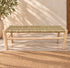 Handcrafted Moroccan Wooden Bench with Natural Woven Seagrass Seat – Rustic Boho Entryway Accent Bench