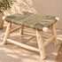 Handcrafted Moroccan Wooden Bench with Natural Woven Seagrass Seat – Rustic Boho Entryway Accent Bench