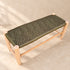 Handcrafted Moroccan Wooden Bench with Olive Green Woven Rope Seat – Rustic Boho Entryway & Home Décor