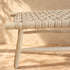 Handcrafted Moroccan Wooden Bench with Woven Natural Leather Seat – Rustic Boho Entryway and Accent Bench