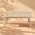 Handcrafted Moroccan Wooden Bench with Woven Natural Leather Seat – Rustic Boho Entryway and Accent Bench