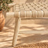 Handcrafted Moroccan Wooden Bench with Woven Natural Leather Seat – Rustic Boho Entryway and Accent Bench
