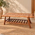 Handcrafted Moroccan Woven Leather Bench with Rustic Wooden Frame and Lower Storage Shelf