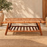 Handcrafted Moroccan Woven Leather Bench with Rustic Wooden Frame and Lower Storage Shelf