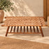 Handcrafted Moroccan Woven Leather Bench with Rustic Wooden Frame and Lower Storage Shelf