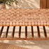 Handcrafted Moroccan Woven Leather Bench with Rustic Wooden Frame and Lower Storage Shelf