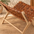 Handcrafted Moroccan Woven Leather Lounge Chair with Natural Wooden Frame – Rustic Boho Accent Chair