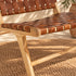 Handcrafted Moroccan Woven Leather Lounge Chair with Natural Wooden Frame – Rustic Boho Accent Chair