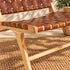 Handcrafted Moroccan Woven Leather Lounge Chair with Natural Wooden Frame – Rustic Boho Accent Chair