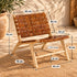 Handcrafted Moroccan Woven Leather Lounge Chair with Natural Wooden Frame – Rustic Boho Accent Chair
