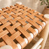 Handcrafted Moroccan Woven Leather Stool with Natural Wooden Frame – Rustic Boho Accent Seat
