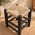 Handcrafted Moroccan Woven Leather Stool with Natural Wooden Frame – Rustic Boho Accent Seat