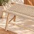 Handcrafted Moroccan Woven Rope Bench with Natural Wooden Frame – Rustic Boho Entryway & Bedroom Seat