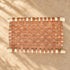 Handcrafted Natural Wood Bench with Woven Cognac Leather Seat – Rustic Moroccan Boho Accent Bench
