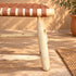 Handcrafted Natural Wood Bench with Woven Cognac Leather Seat – Rustic Moroccan Boho Accent Bench