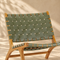Handcrafted Olive Green Leather Woven Teak Wood Lounge Chair – Mid-Century Boho Accent Seating