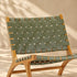 Handcrafted Olive Green Leather Woven Teak Wood Lounge Chair – Mid-Century Boho Accent Seating