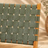 Handcrafted Olive Green Leather Woven Teak Wood Lounge Chair – Mid-Century Boho Accent Seating
