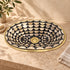Handcrafted Oval Brass Vessel Sink with Black & Mother-of-Pearl Mosaic Interior