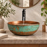 Handcrafted Patina Copper Vessel Sink with Matte Black Faucet